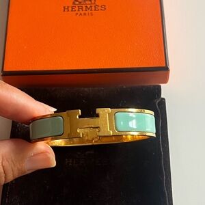 Hermes Gold and Green Bracelet